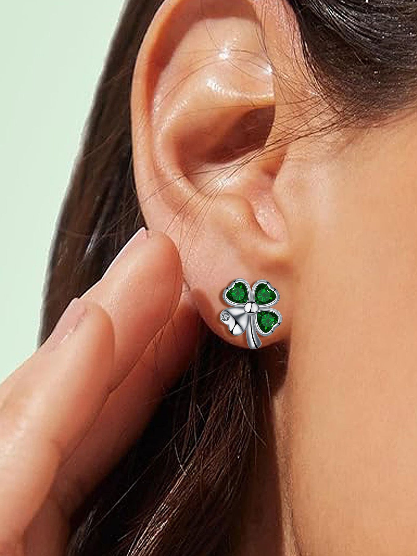 Four Leaf Clover Design Stud Earrings, Earrings for Women, Fashion Jewelry for Party, Daily Decor, Trendy All-match & Exquisite Jewelry for Birthday Gift