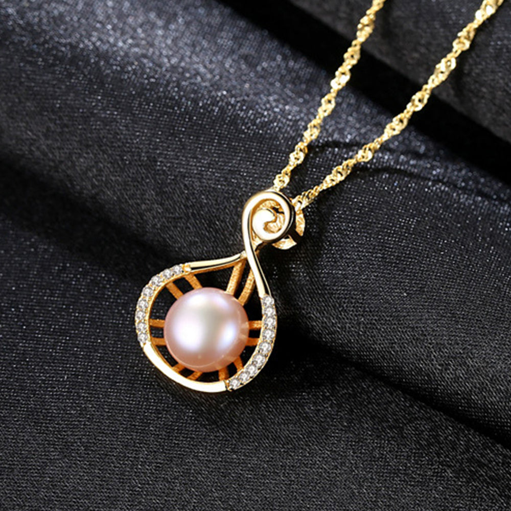 925 Sterling Silver Natural Pearl Drop Necklace Fashion Jewelry Gift for Women Girls