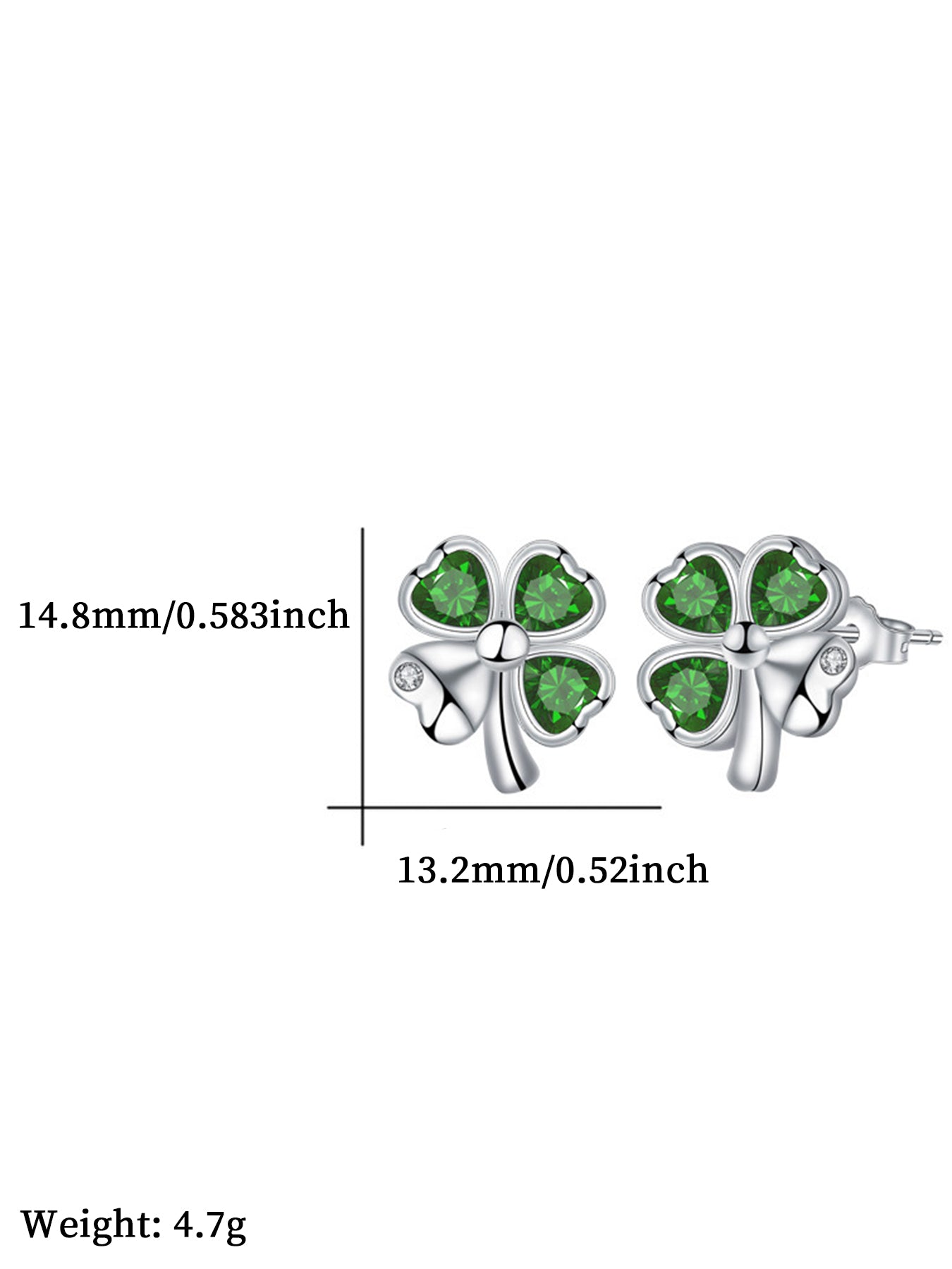 Four Leaf Clover Design Stud Earrings, Earrings for Women, Fashion Jewelry for Party, Daily Decor, Trendy All-match & Exquisite Jewelry for Birthday Gift