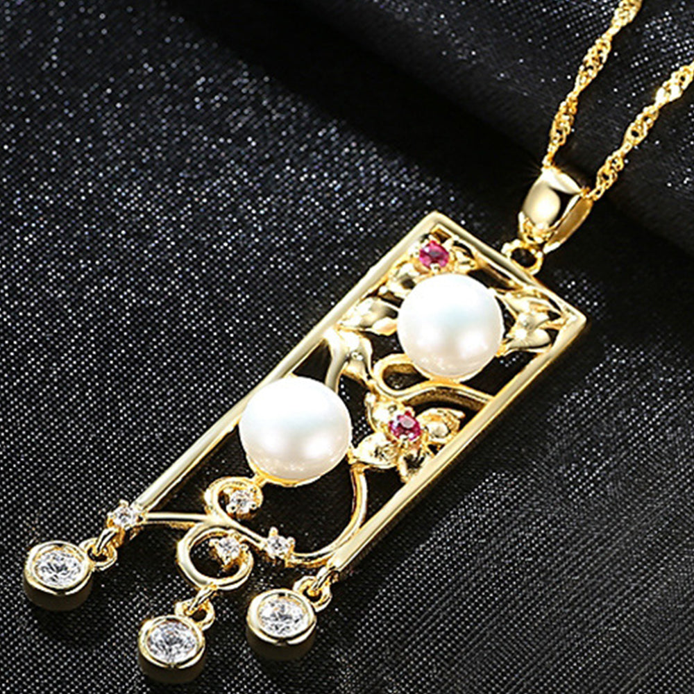 925 Sterling Silver Natural Pearl Drop Necklace Fashion Jewelry Gift for Women Girls