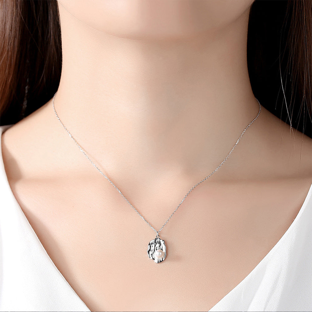 925 Sterling Silver Natural Pearl Drop Necklace Fashion Jewelry Gift for Women Girls