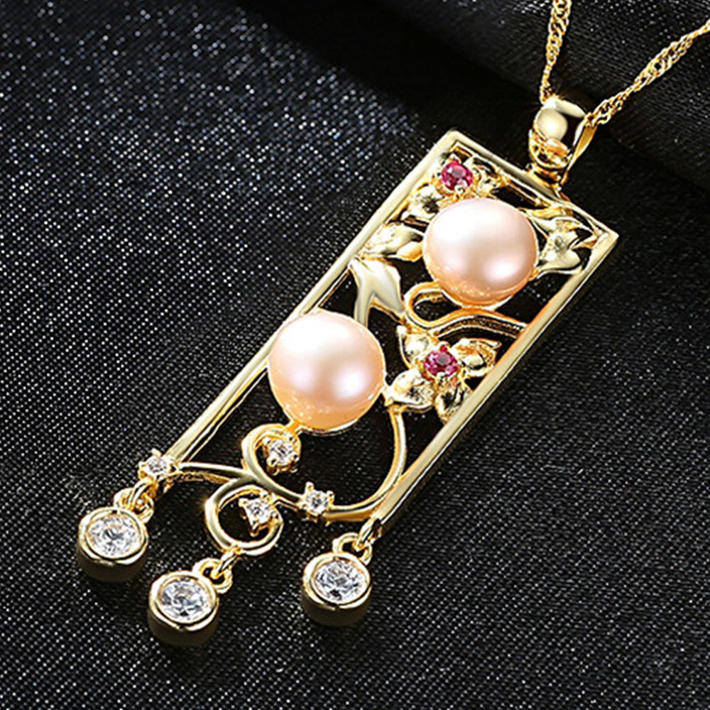 925 Sterling Silver Natural Pearl Drop Necklace Fashion Jewelry Gift for Women Girls