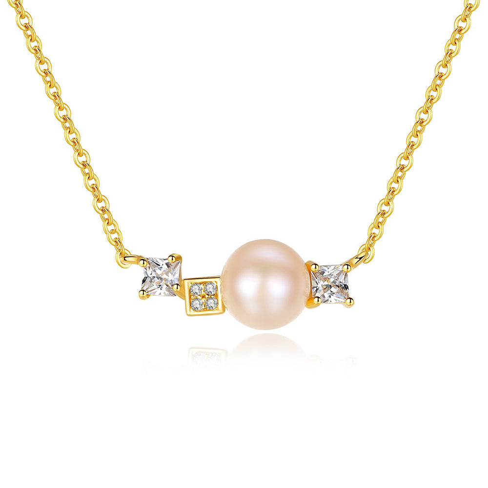 925 Sterling Silver Natural Pearl Drop Necklace Fashion Jewelry Gift for Women Girls