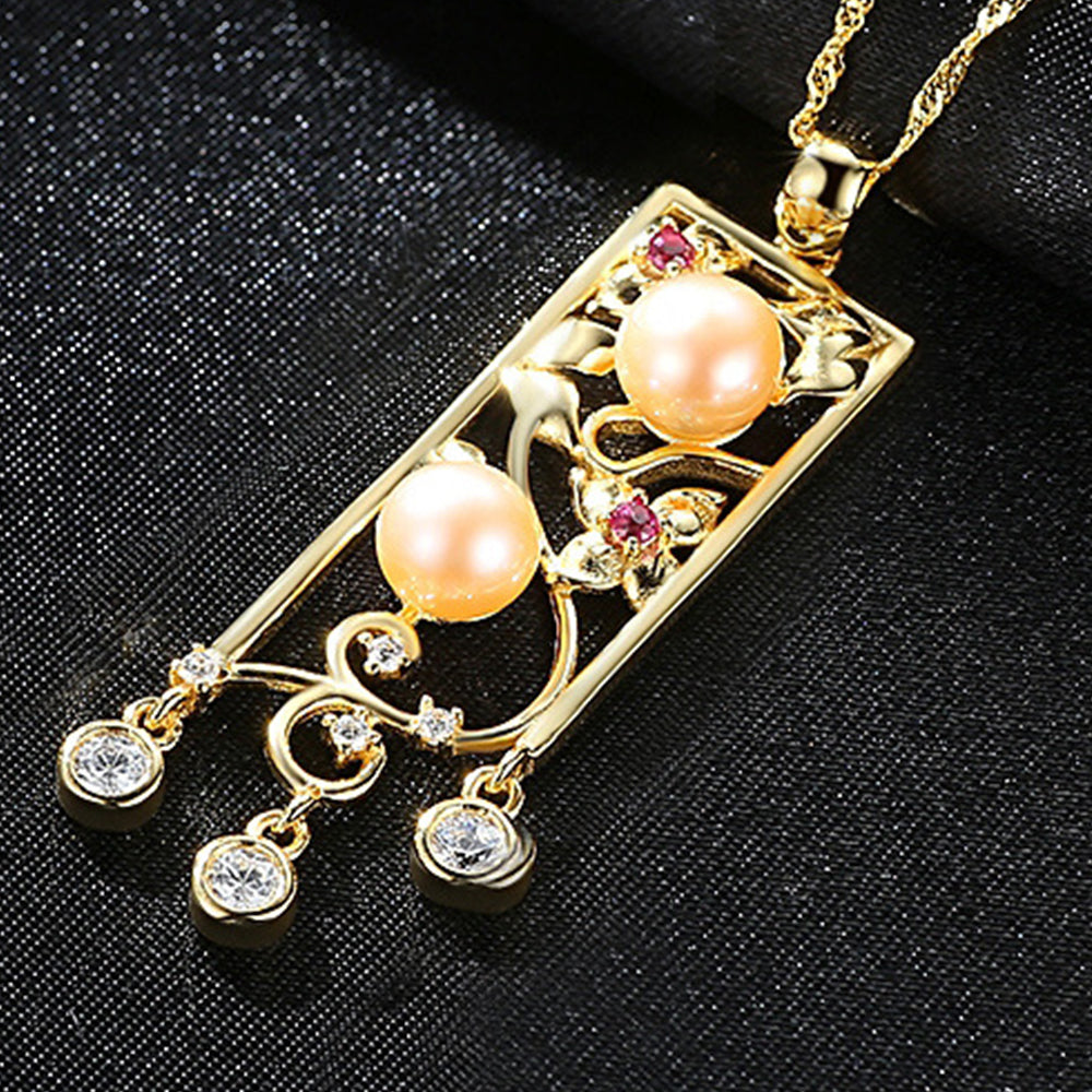 925 Sterling Silver Natural Pearl Drop Necklace Fashion Jewelry Gift for Women Girls