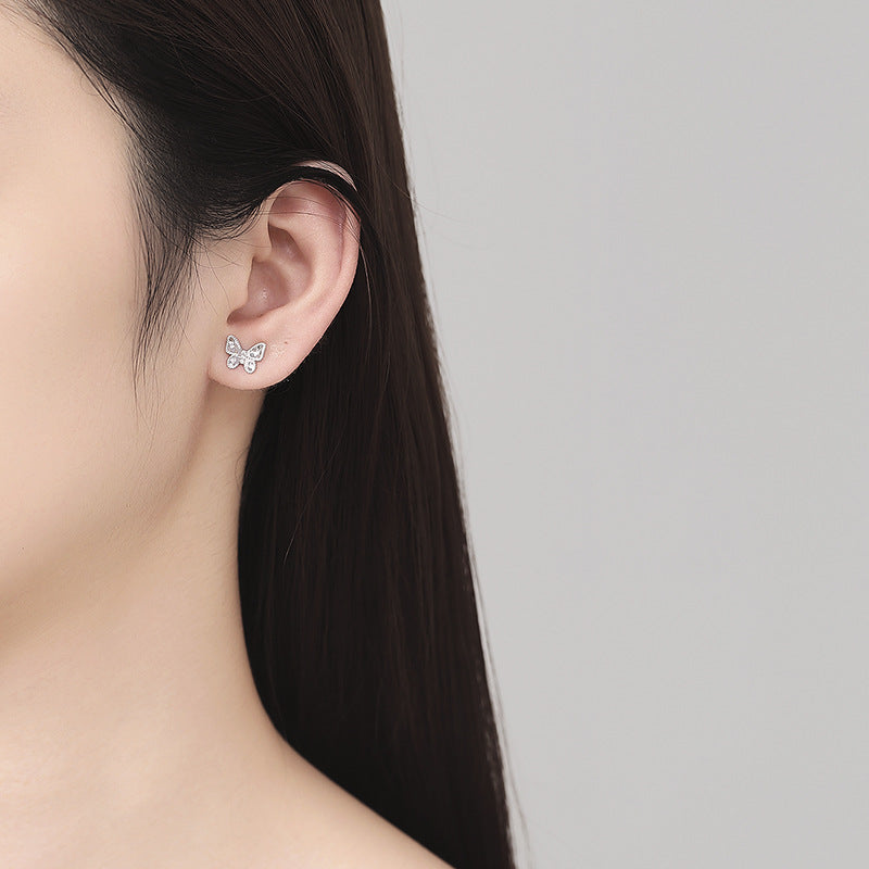925 Sterling Silver Butterfly Screw Back Stud Earrings