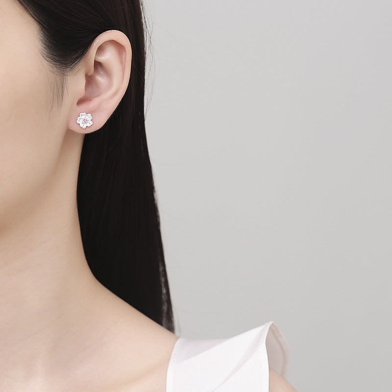 925 Sterling Silver Flower Screw Back Stud Earrings
