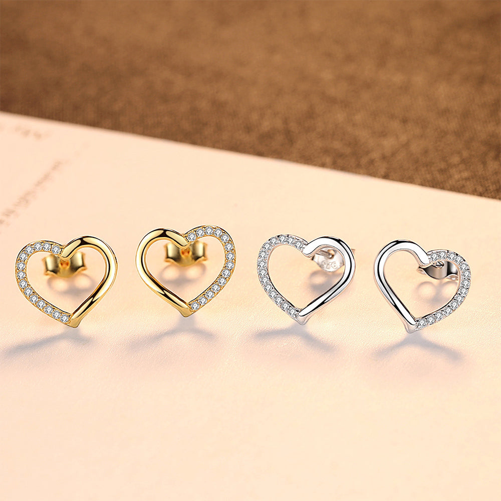 925 Sterling Silver Heart Earrings Fashion Jewelry Gift for Women Girls