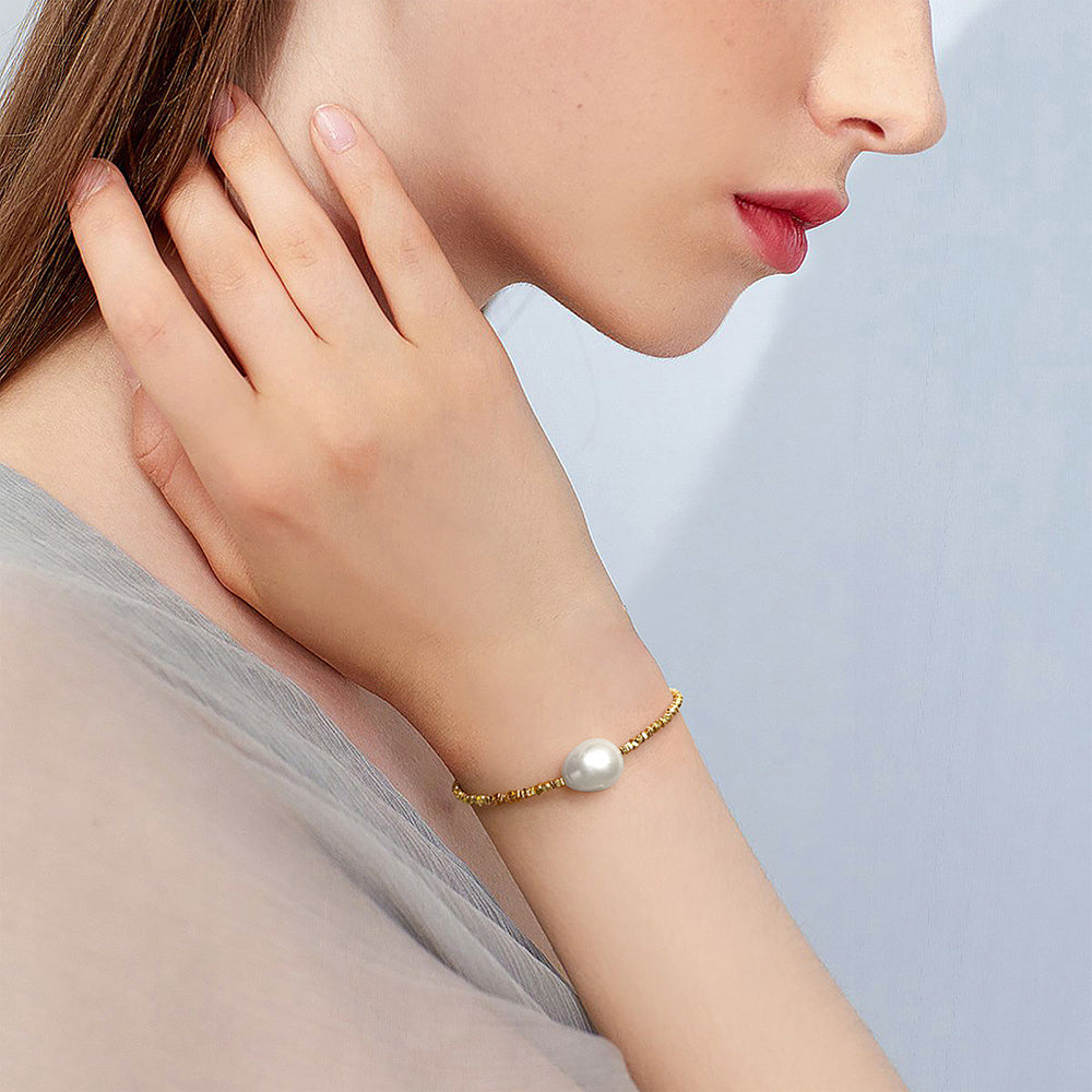 925 Sterling Silver Pearl Bracelet Fashion Jewelry Gift for Women Girls