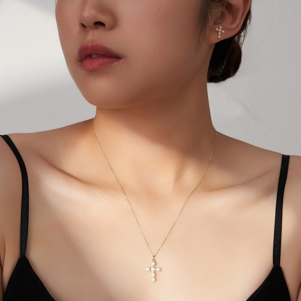 925 Sterling Silver Natural Pearl Necklace Fashion Jewelry Gift for Women Girls