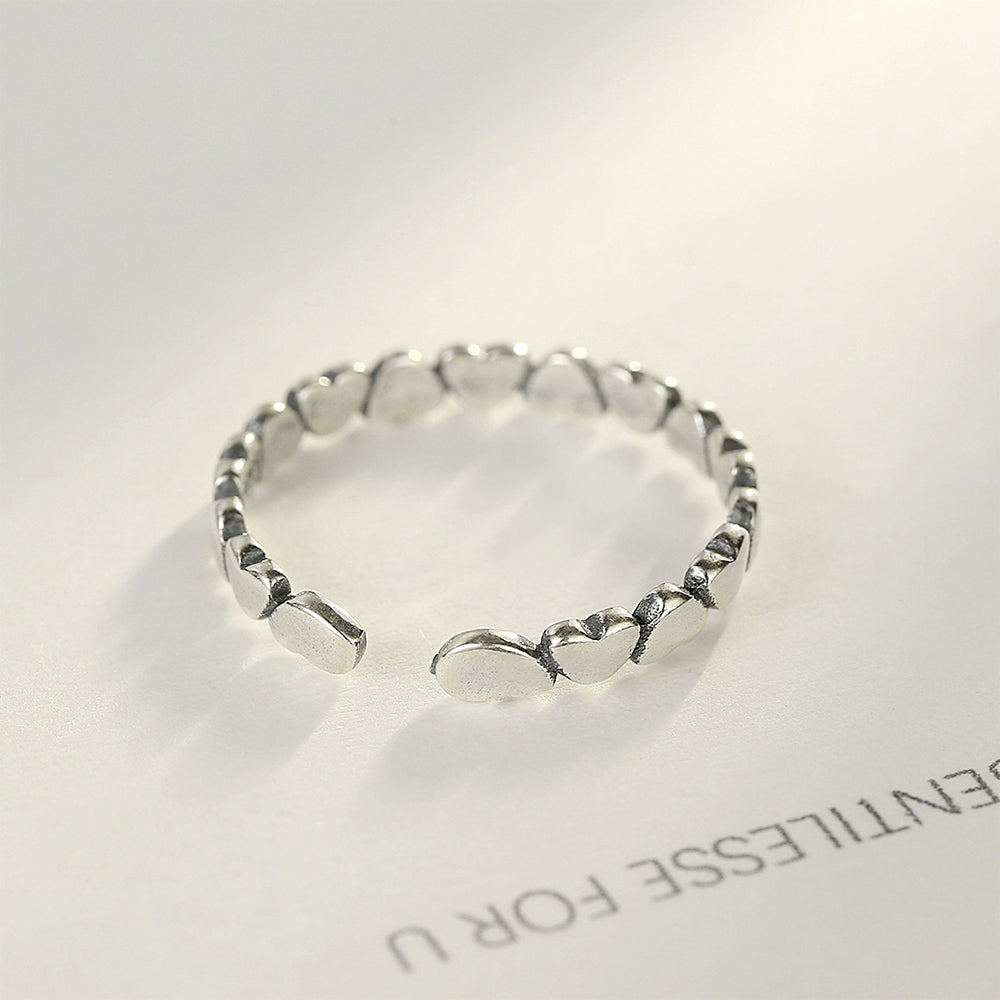 925 Sterling Silver Heart Ring Fashion Jewelry Gift for Women Girls