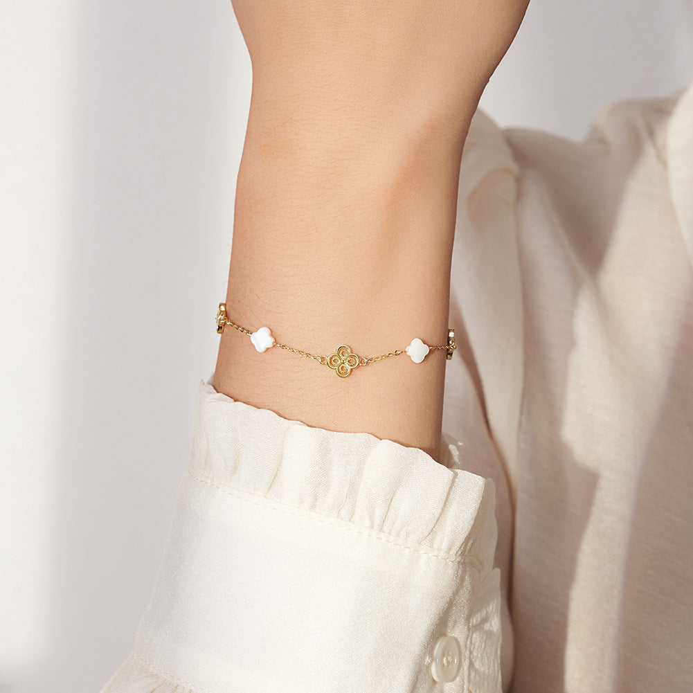 925 Sterling Silver Pearl Bracelet Fashion Jewelry Gift for Women Girls