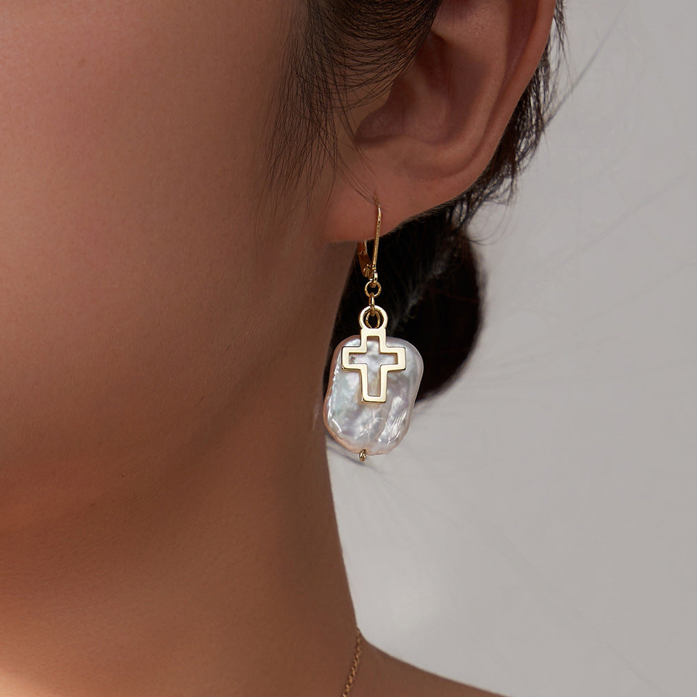 925 Sterling Silver Natural Pearl Earrings Fashion Jewelry Gift for Women Girl