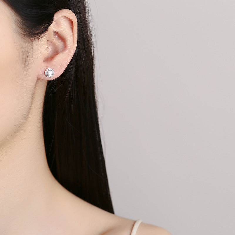 925 Sterling Silver Zircon Screw Back Stud Earrings