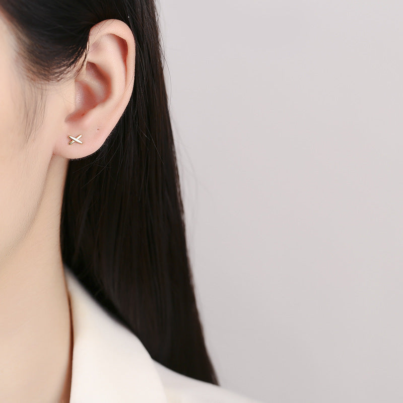 925 Sterling Silver X Screw Back Stud Earrings