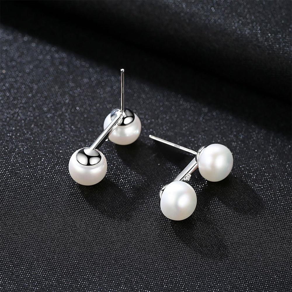 925 Sterling Silver Natural Pearl Long Drop Earrings Fashion Jewelry Gift for Women Girls