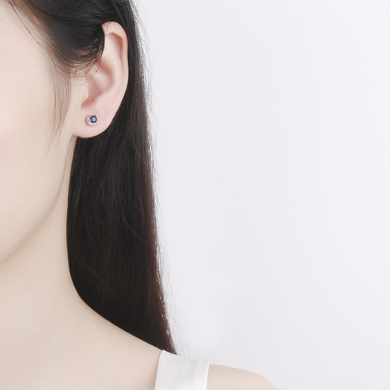 925 Sterling Silver Moon Screw Back Stud Earrings