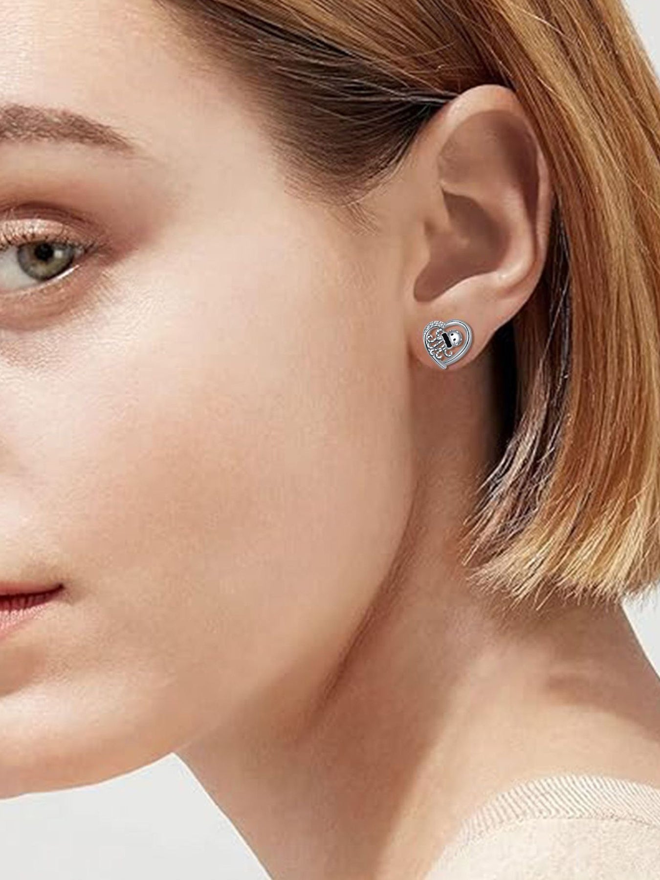 Squidward Design Heart Shaped Earrings, Stud Earrings, Fashion Jewelry for Party, Daily Clothing Decor, Trendy All-match & Exquisite Jewelry for Gift