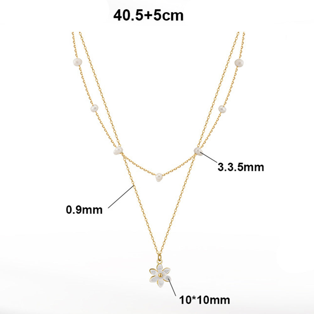 925 Sterling Silver Natural Pearl Necklace Fashion Jewelry Gift for Women Girls