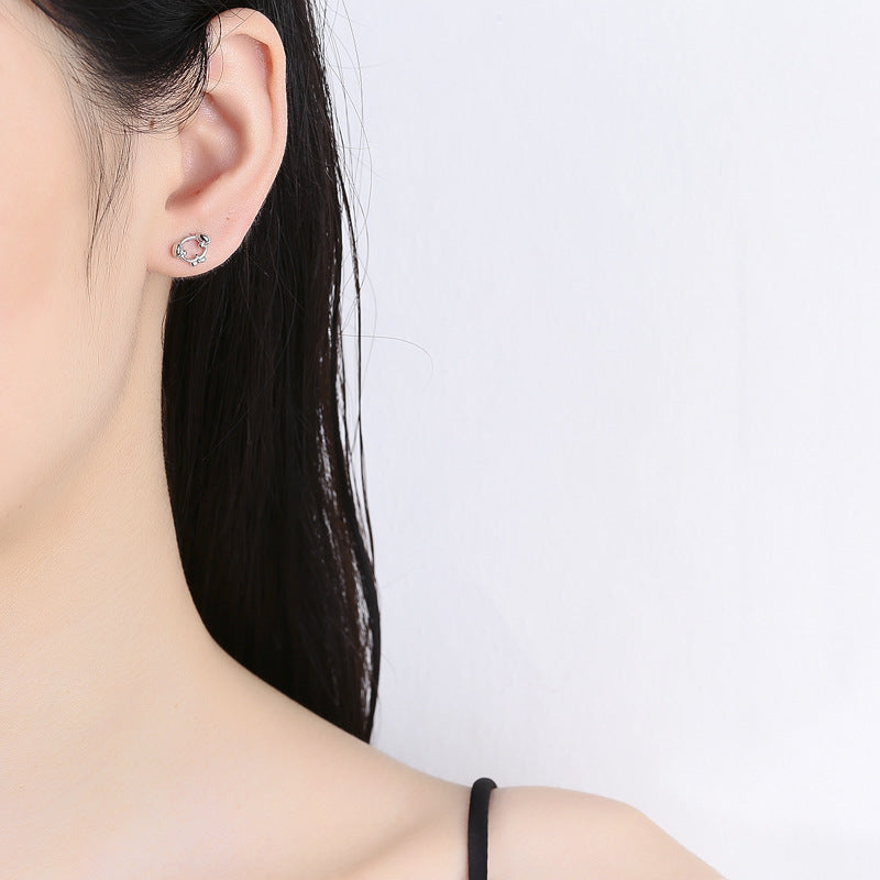 925 Sterling Silver Dog Screwed Earrings
