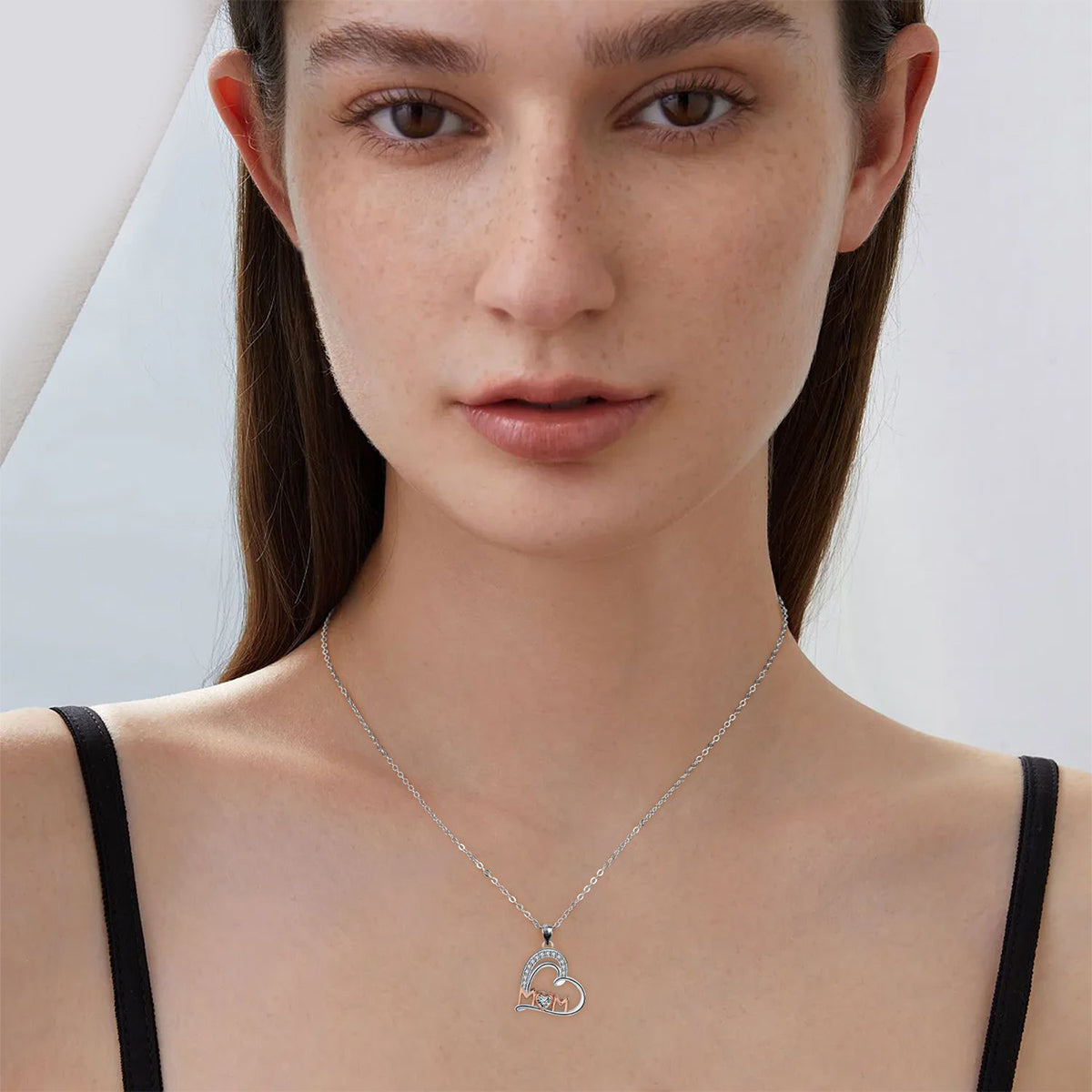 Copper With Silver/Rosegold Plated Mom Heart Pendant Necklace for Women