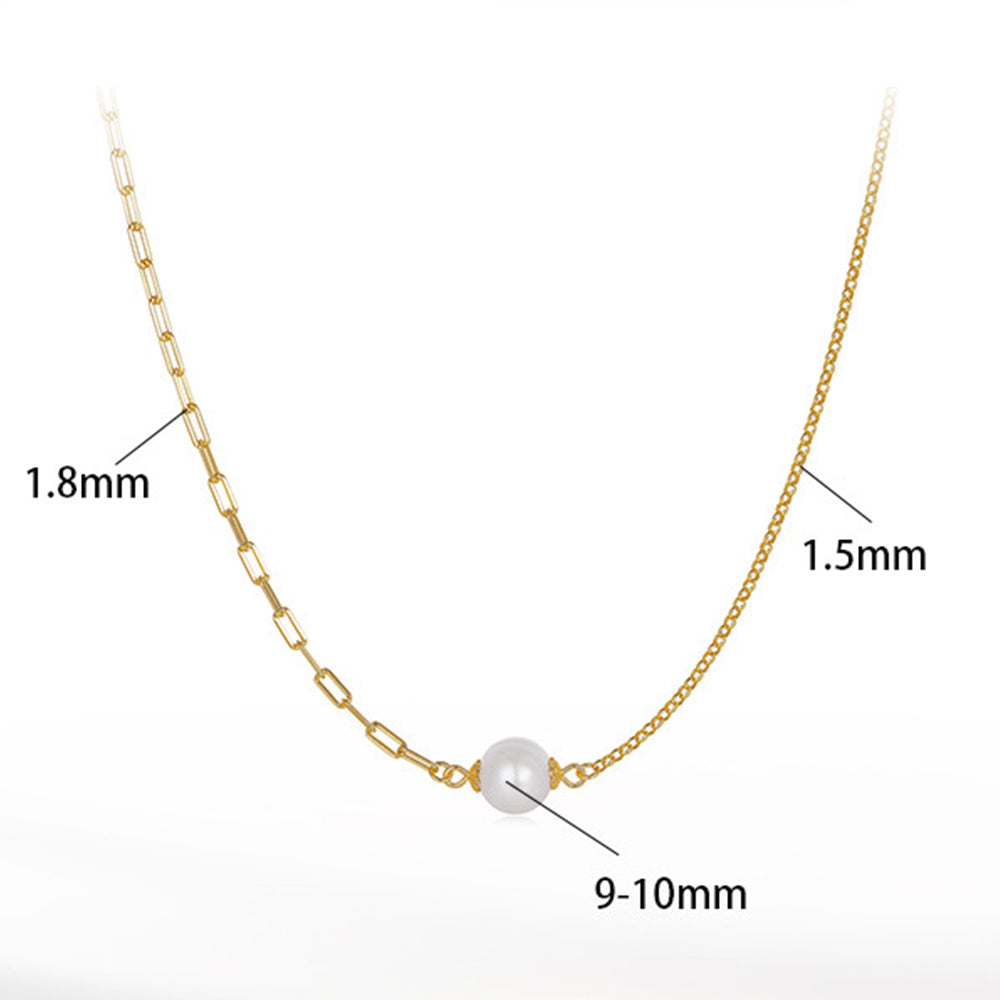925 Sterling Silver Natural Pearl Necklace Fashion Jewelry Gift for Women Girls