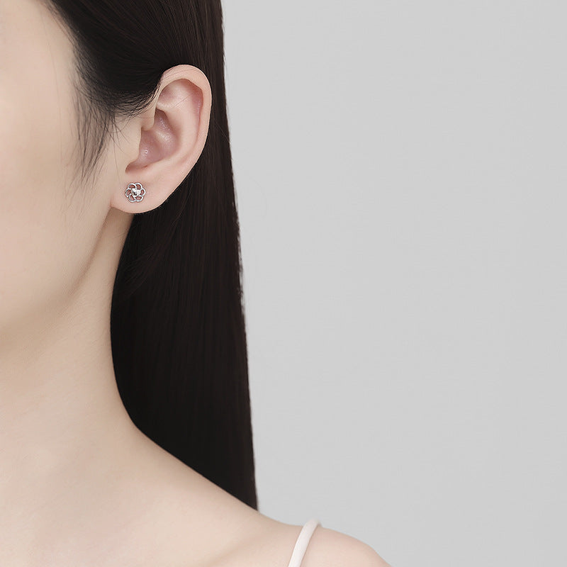 925 Sterling Silver Heart Screw Back Stud Earrings