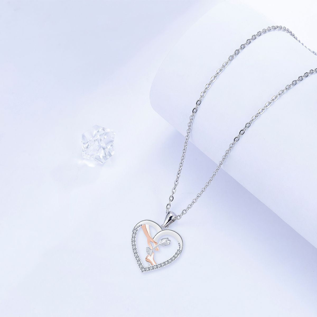 Copper With Silver/Rosegold Plated Heart Pendant Necklace