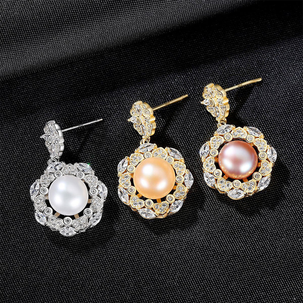 Pendientes colgantes de perla natural de plata de ley 925, joyería de moda, regalo para mujeres y niñas.