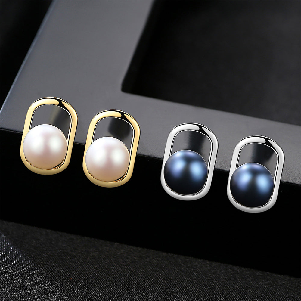 925 Sterling Silver Natural Pearl Drop Stud Earrings Fashion Jewelry Gift for Women Girls