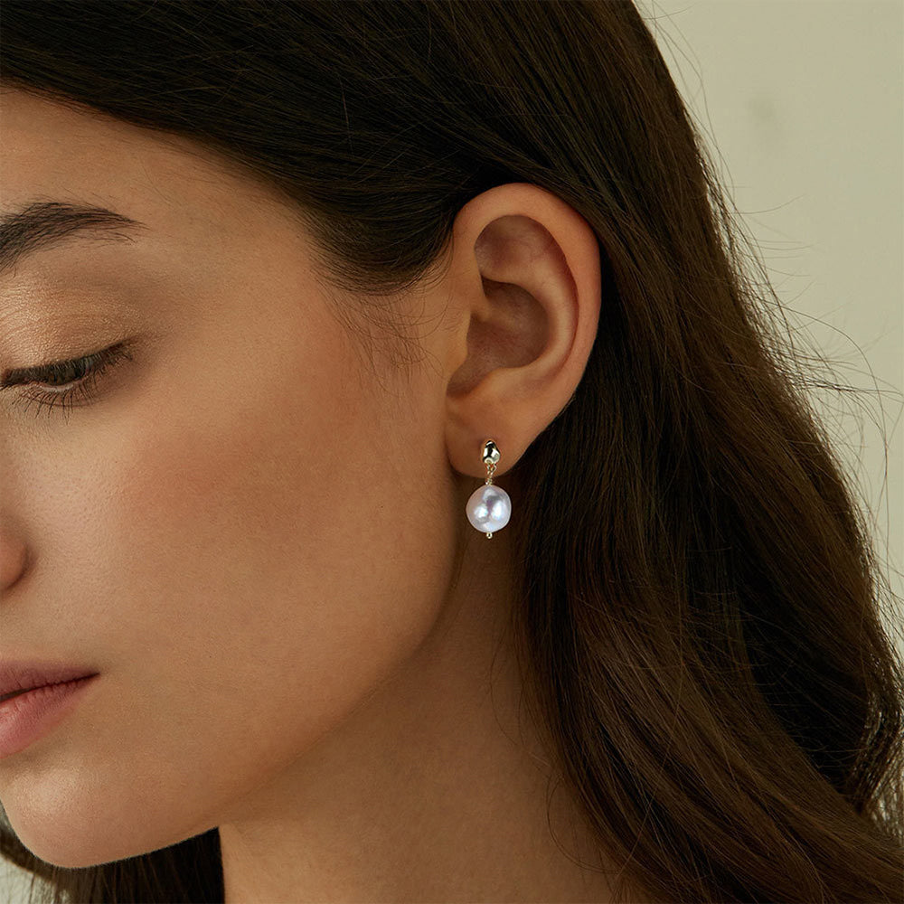 Pendientes de perlas naturales de plata de ley 925, joyería de moda, regalo para mujeres y niñas.