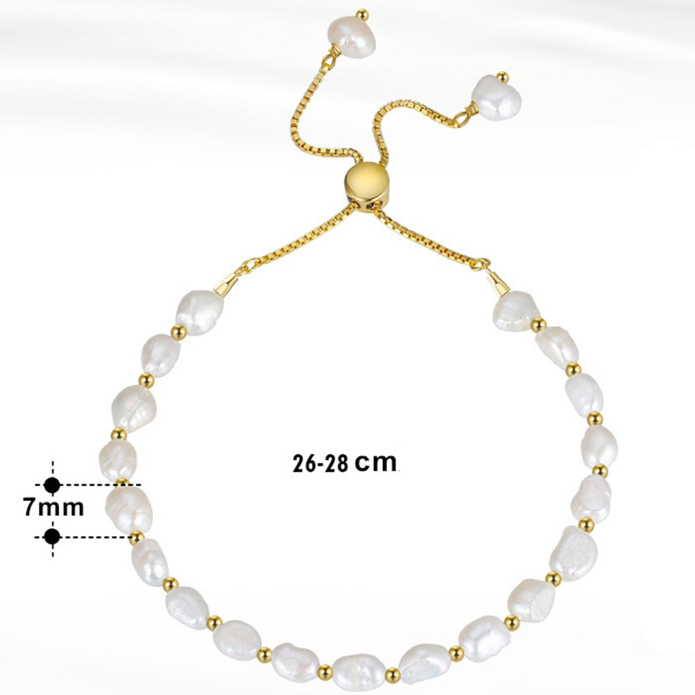 925 Sterling Silver Pearl Bracelet Fashion Jewelry Gift for Women Girls