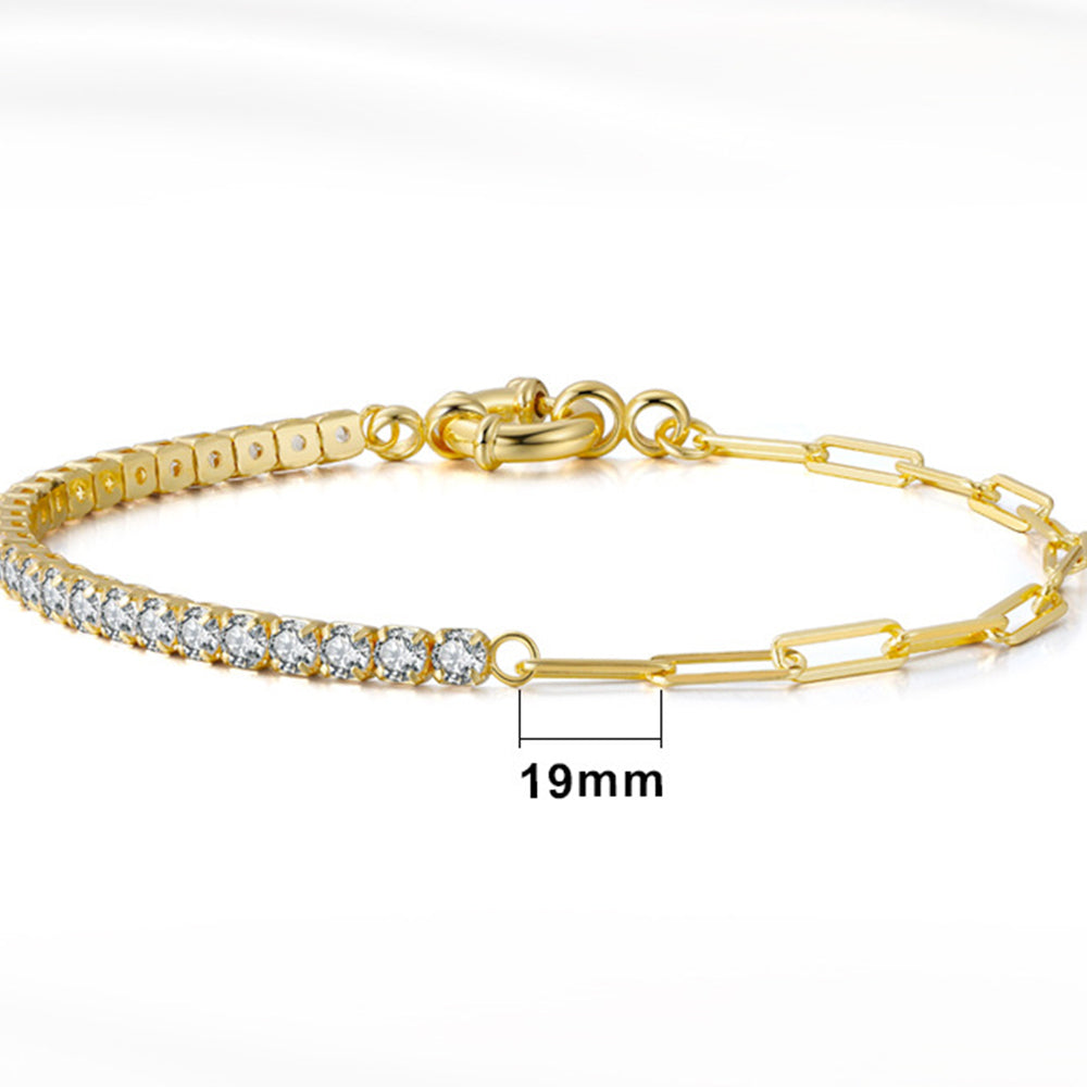 925 Sterling Silver Tennis and Chain Bracelet