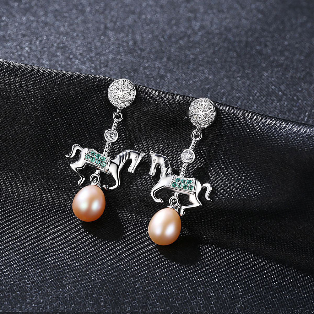 Pendientes largos de perla natural en plata de ley 925, joyería de moda, regalo para mujeres y niñas.
