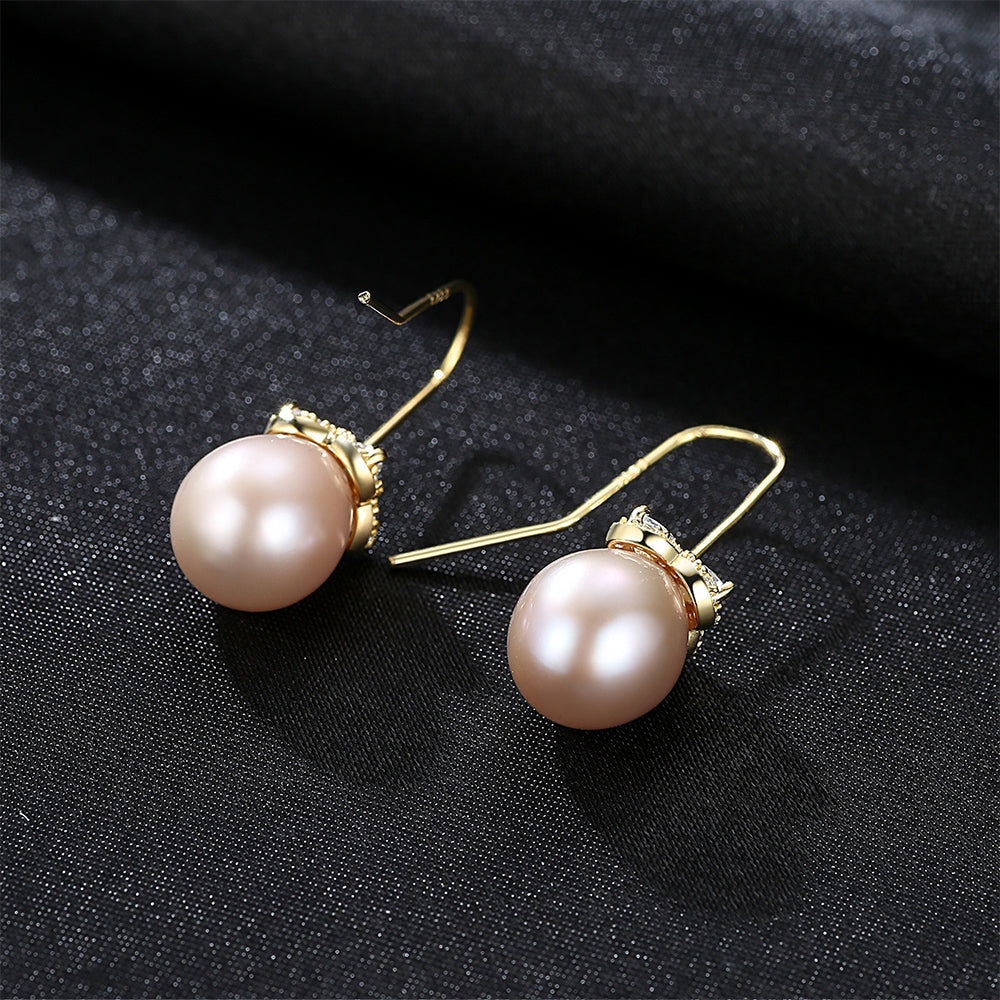 Pendientes colgantes de perla natural de plata de ley 925, joyería de moda, regalo para mujeres y niñas.