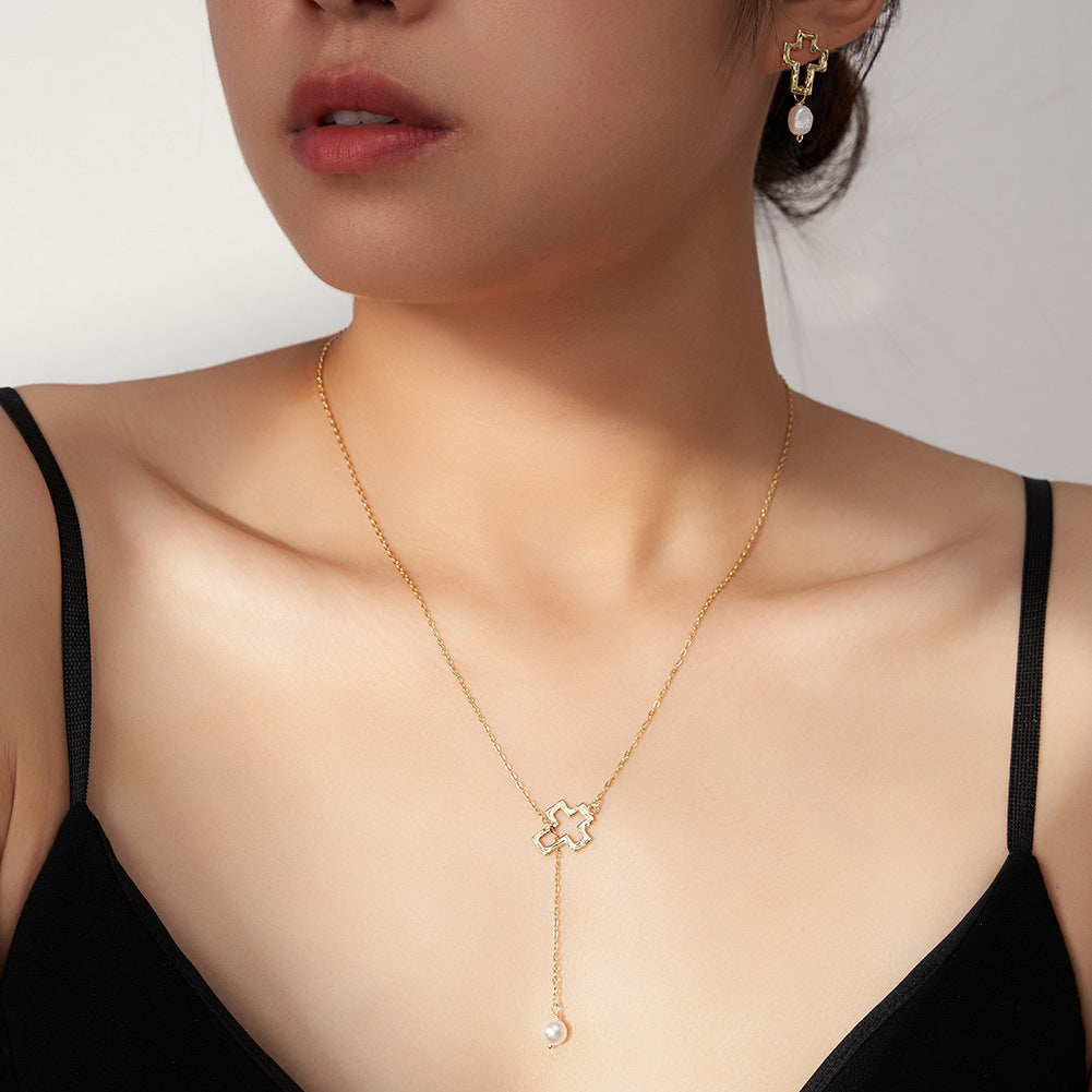 925 Sterling Silver Natural Pearl Necklace Fashion Jewelry Gift for Women Girls