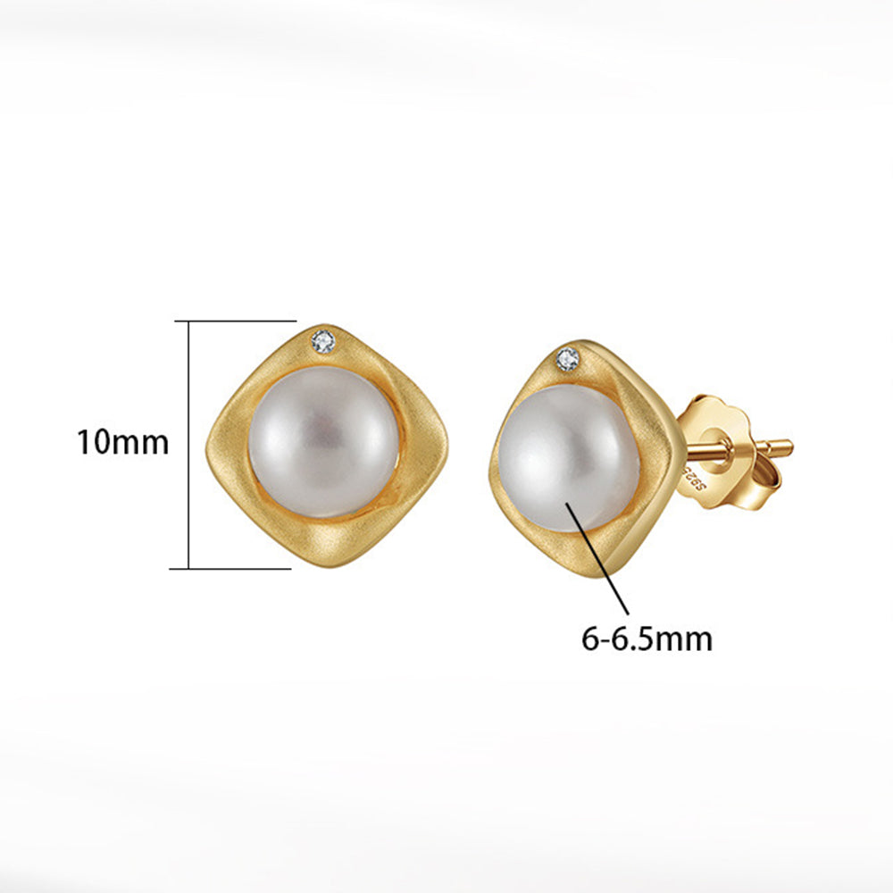925 Sterling Silver Natural Pearl Earrings Fashion Jewelry Gift for Women Girl