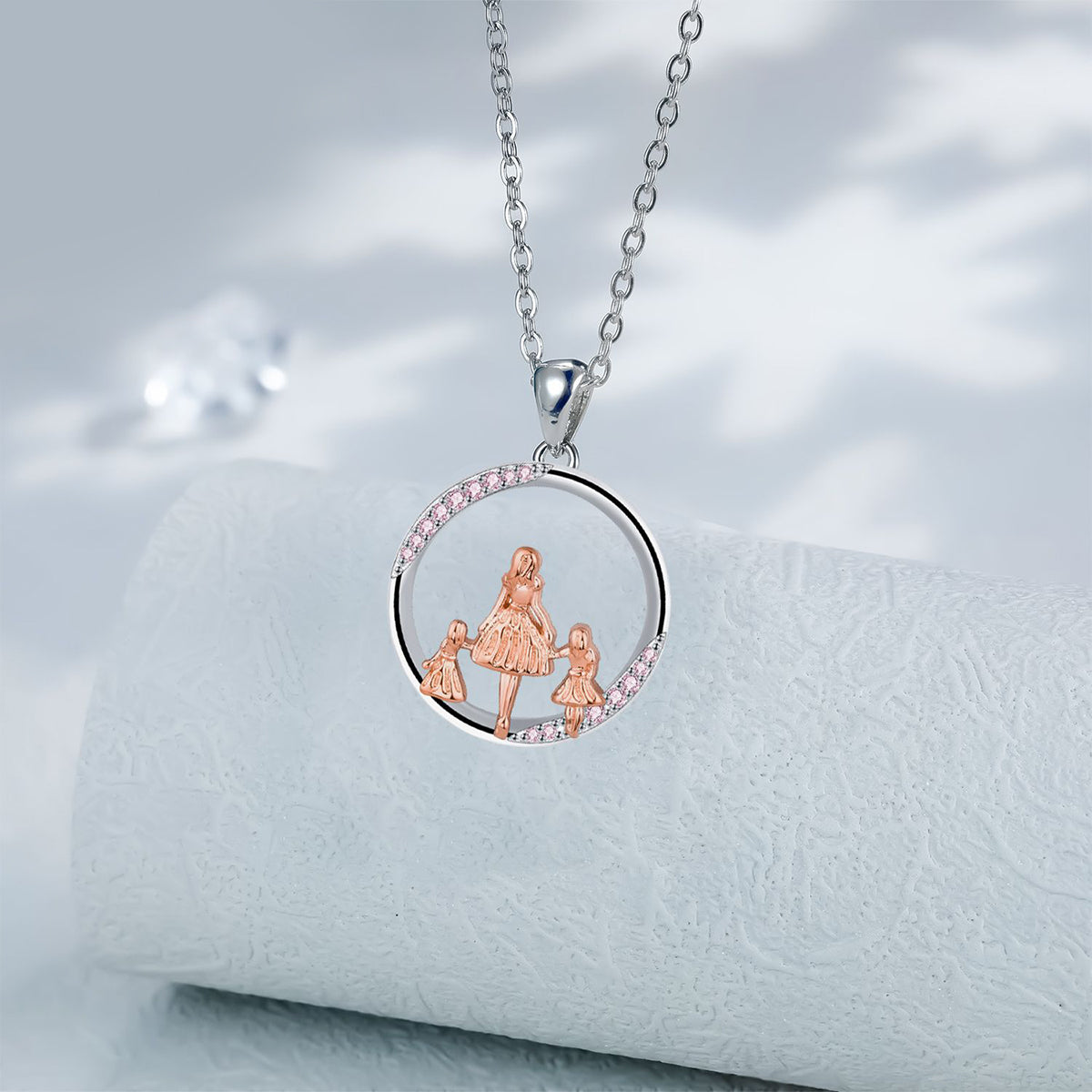 Copper With Silver/Rosgold Plated Round Pendant Necklace