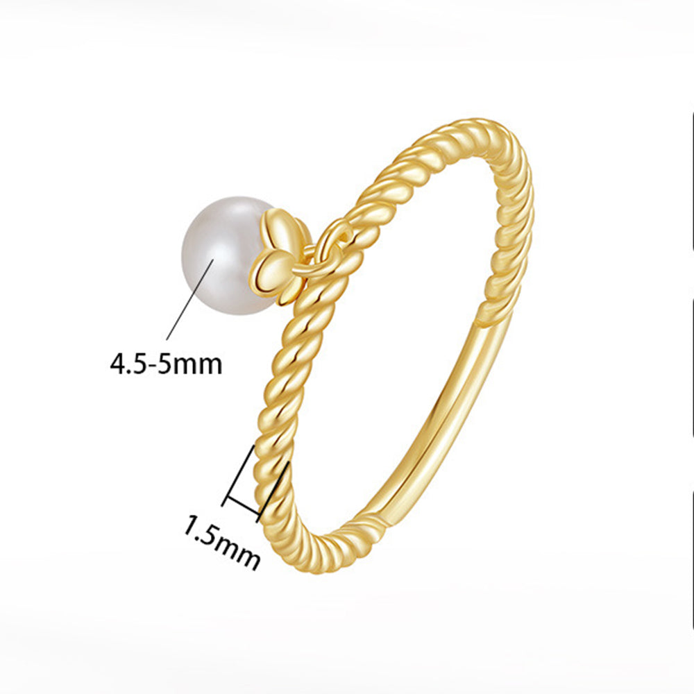 925 Sterling Silver Natural Pearl Ring Fashion Jewelry Gift for Women Girls