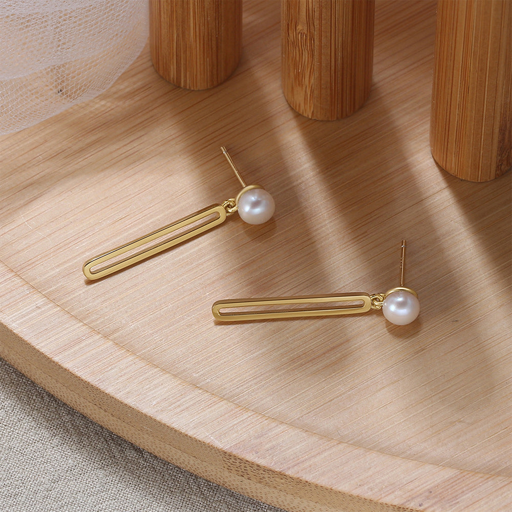 925 Sterling Silver Natural Pearl Earrings Fashion Jewelry Gift for Women Girl
