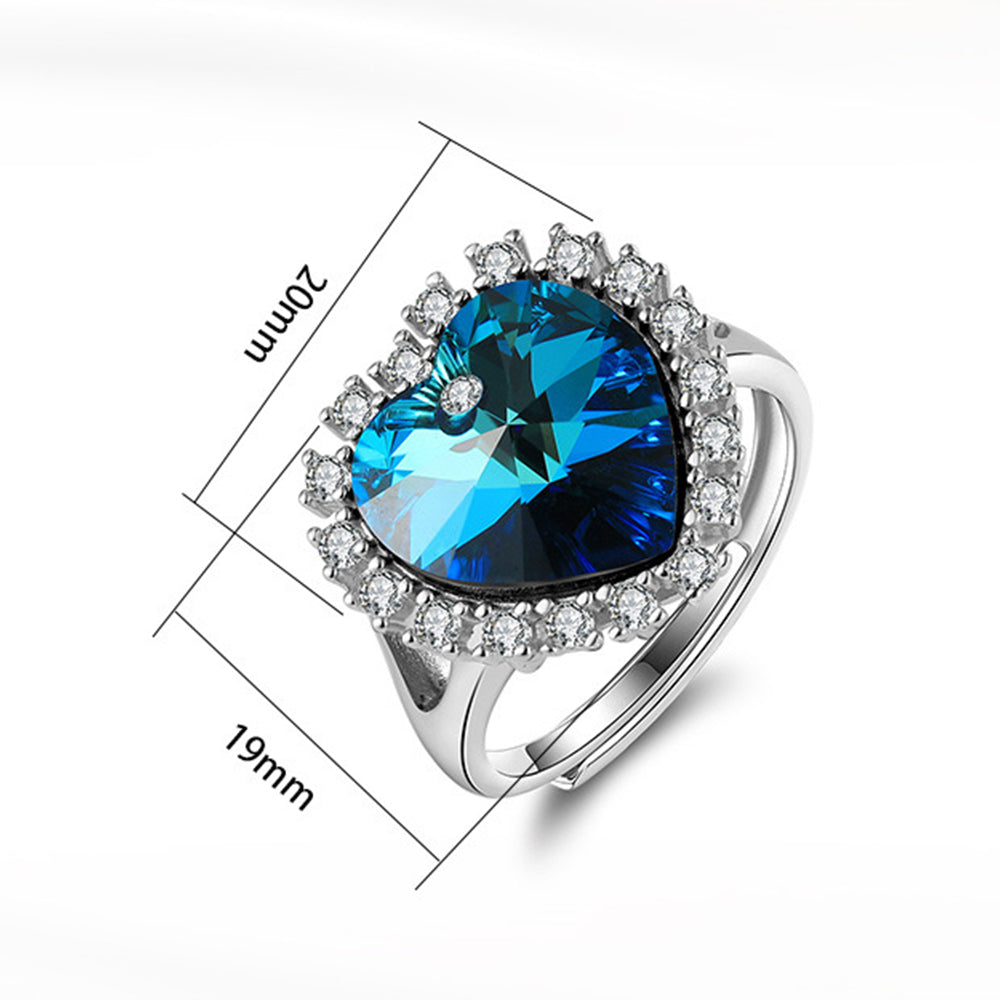 925 Sterling Silver Crystal Heart Ring