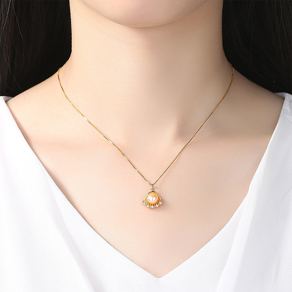 925 Sterling Silver Natural Pearl Drop Necklace Fashion Jewelry Gift for Women Girls