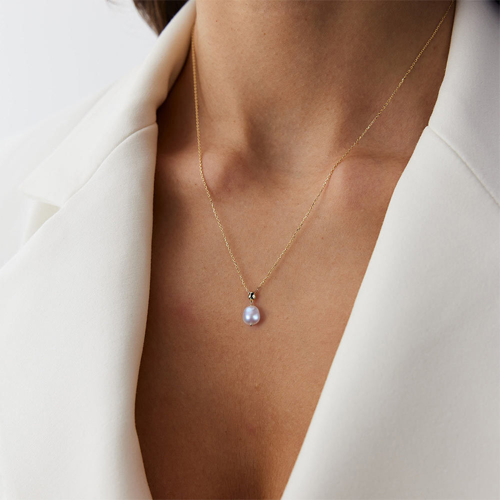 925 Sterling Silver Natural Pearl Necklace Fashion Jewelry Gift for Women Girls
