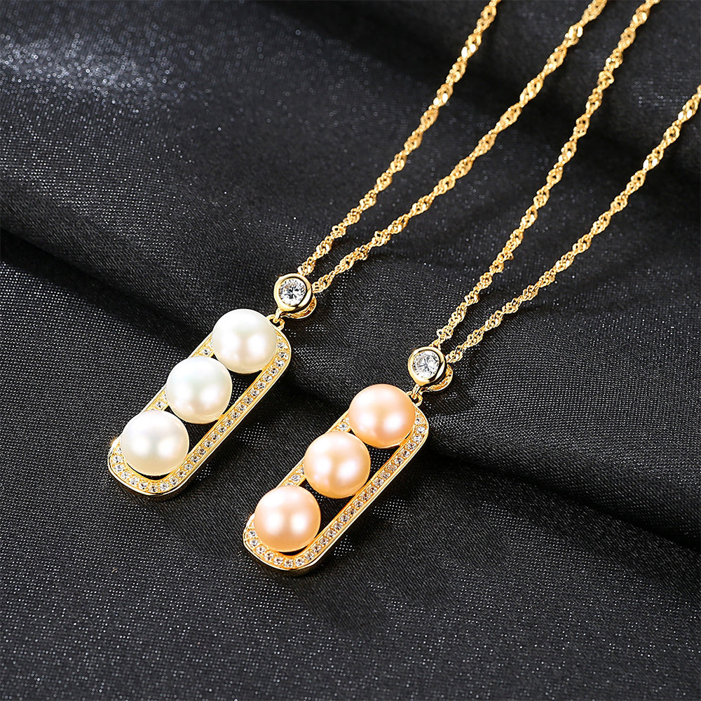 925 Sterling Silver Natural Pearl Drop Necklace Fashion Jewelry Gift for Women Girls