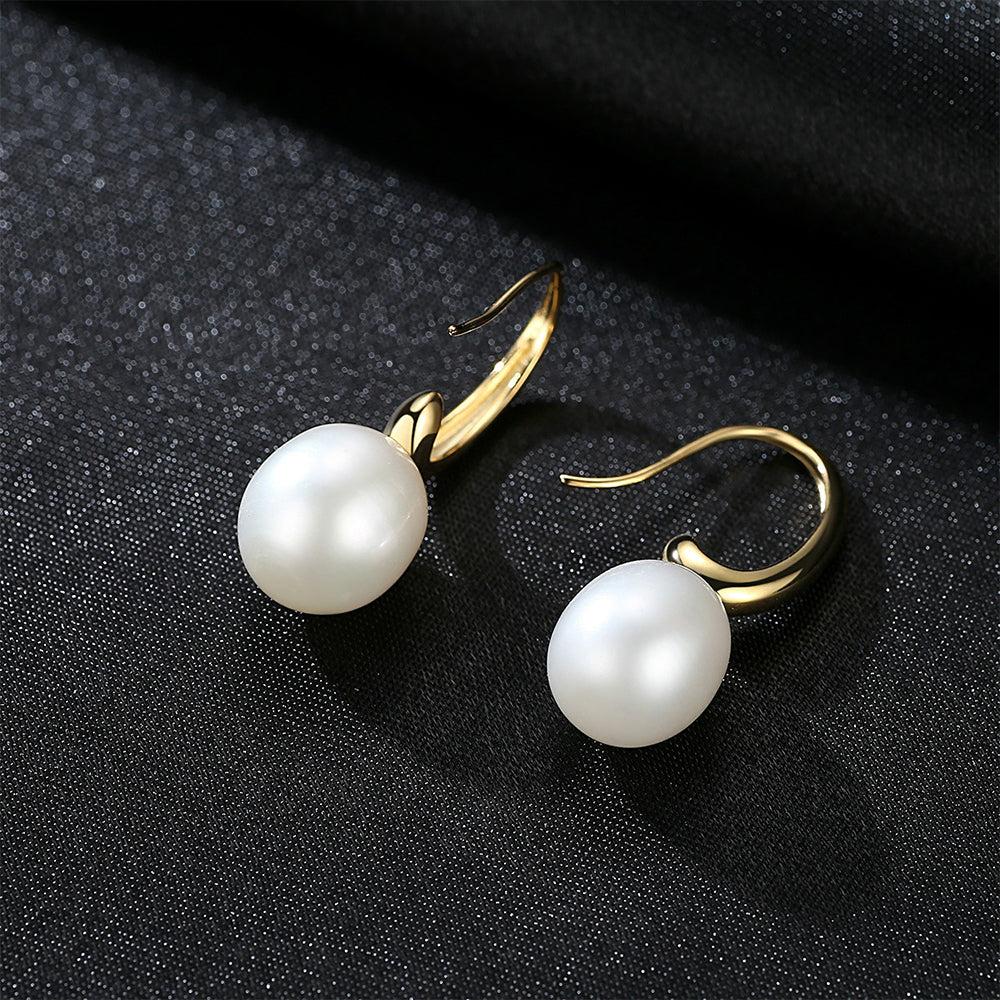 925 Sterling Silver Natural Pearl Drop Earrings Fashion Jewelry Gift for Women Girls
