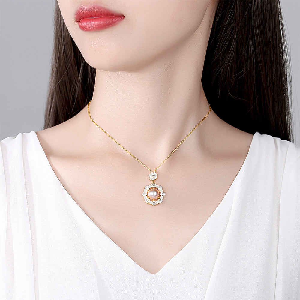925 Sterling Silver Natural Pearl Drop Necklace Fashion Jewelry Gift for Women Girls