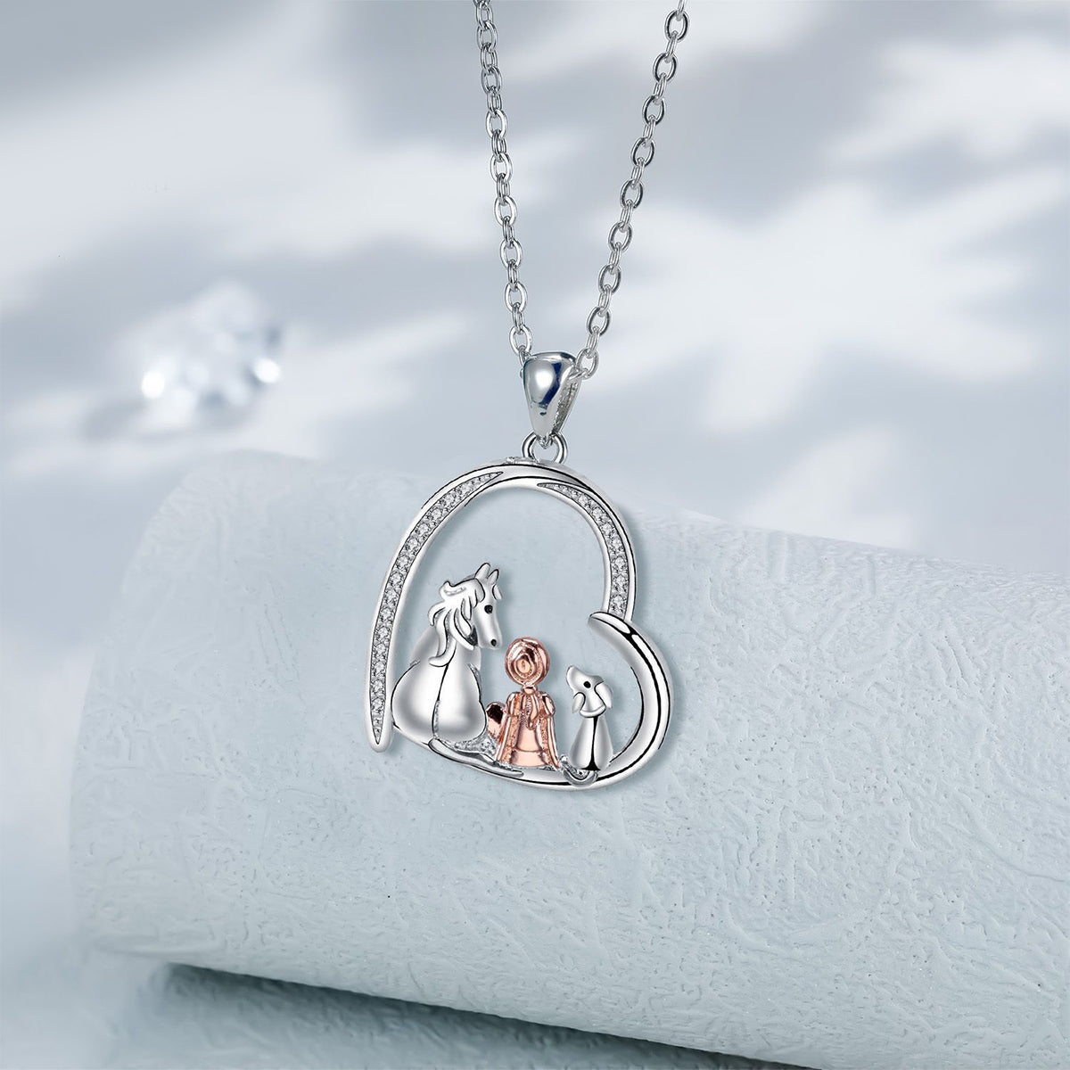 Copper With Silver/Rosgold Plated Heart Pendant Necklace