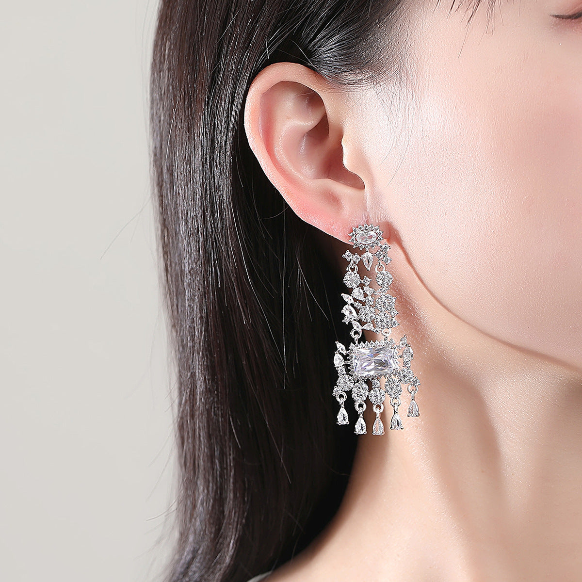 Copper With Silver Plated Fashion Jewelry Earrings