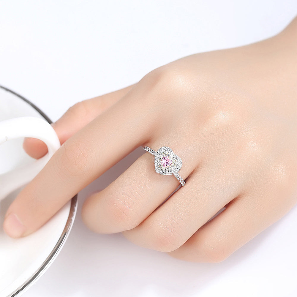 925 Sterling Silver Heart Ring Fashion Jewelry Gift for Women Girls
