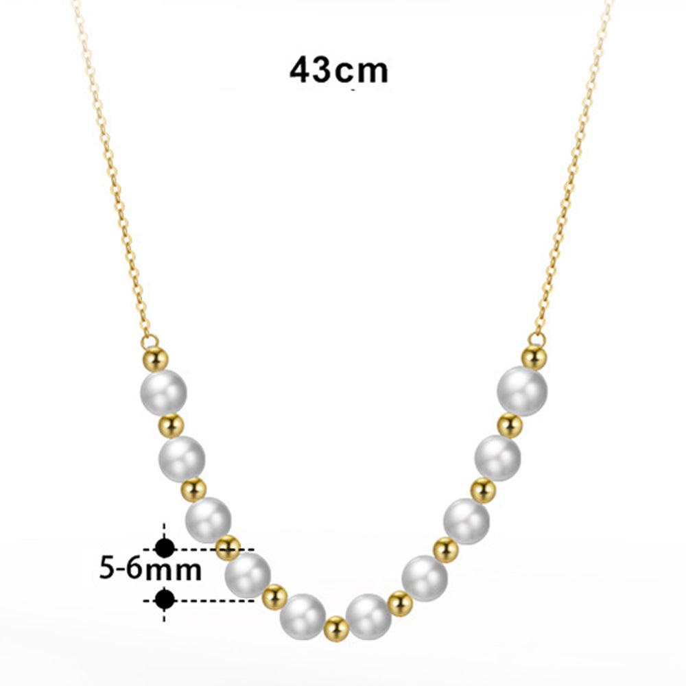 925 Sterling Silver Natural Pearl Necklace Fashion Jewelry Gift for Women Girls