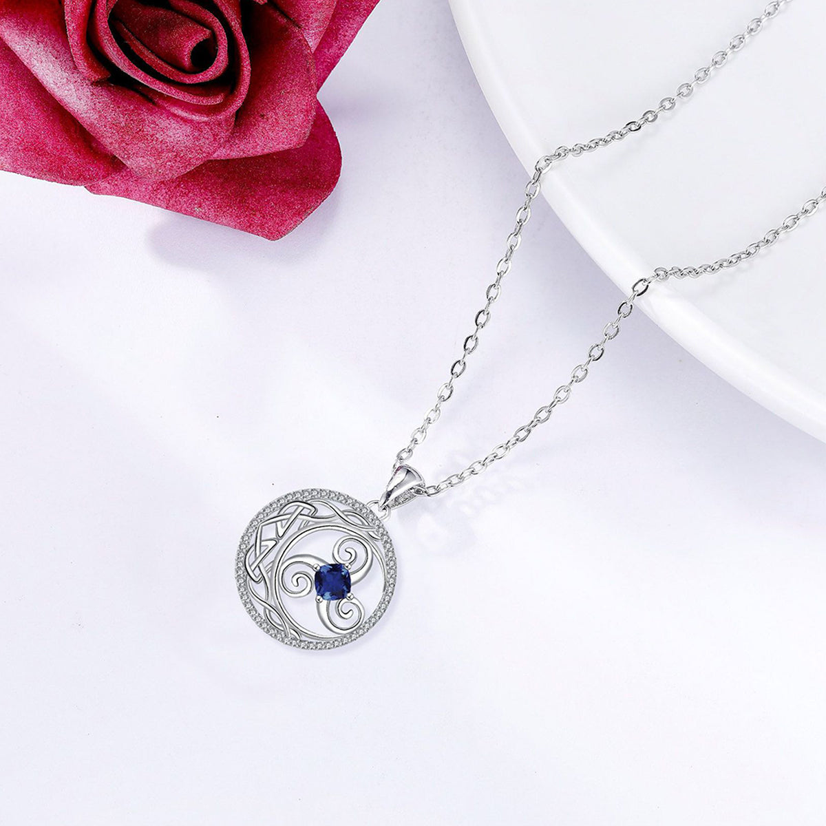 Copper With Silver Plated Circle Pendant Necklace